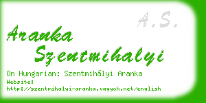 aranka szentmihalyi business card