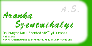 aranka szentmihalyi business card